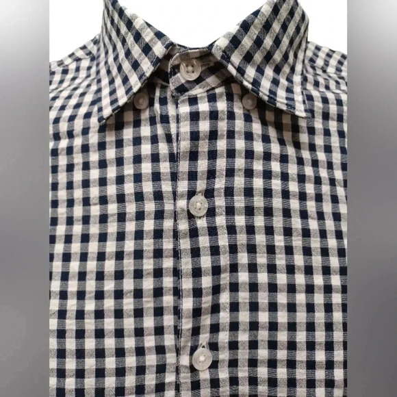 Peter Werth NWT 100% Cotton L/S Button Down Shirt Black and  White Size Small - Picture 2 of 8